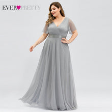 Load image into Gallery viewer, Plus Size Evening Dresses Ever Pretty EP09890 Elegant V-Neck Ruffles Chiffon Formal Evening Gown Party Dress Robe De Soiree 2020
