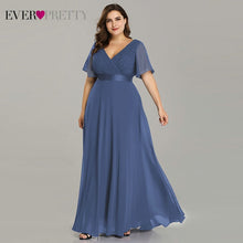 Load image into Gallery viewer, Plus Size Evening Dresses Ever Pretty EP09890 Elegant V-Neck Ruffles Chiffon Formal Evening Gown Party Dress Robe De Soiree 2020
