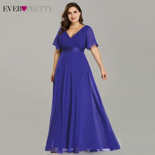 Load image into Gallery viewer, Plus Size Evening Dresses Ever Pretty EP09890 Elegant V-Neck Ruffles Chiffon Formal Evening Gown Party Dress Robe De Soiree 2020
