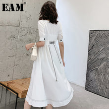 Load image into Gallery viewer, [EAM] Women White Back Bandage Elegant Long Dress New V-Neck Half Sleeve Loose Fit Fashion Tide Spring Summer 2020 1W518
