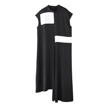 Load image into Gallery viewer, [EAM] Women Black Irregular Split Long Dress New Stand Collar Sleeveless Loose Fit Fashion Tide Spring Summer 2020 1T36001
