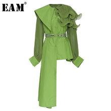 Load image into Gallery viewer, [EAM] Women Ruffles Pleated Irregular Big Size Blouse New Lapel Long Sleeve Loose Fit Shirt Fashion Spring Summer 2020 1U856
