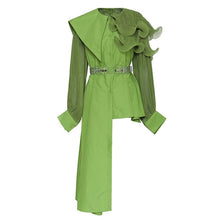 Load image into Gallery viewer, [EAM] Women Ruffles Pleated Irregular Big Size Blouse New Lapel Long Sleeve Loose Fit Shirt Fashion Spring Summer 2020 1U856
