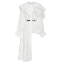 Load image into Gallery viewer, [EAM] Women Ruffles Pleated Irregular Big Size Blouse New Lapel Long Sleeve Loose Fit Shirt Fashion Spring Summer 2020 1U856
