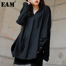 Load image into Gallery viewer, [EAM] Women Black Big Size Irregular Blouse New Stand Collar Long Sleeve Loose Fit Shirt Fashion Tide Spring Summer 2020 1W409
