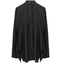 Load image into Gallery viewer, [EAM] Women Black Big Size Irregular Blouse New Stand Collar Long Sleeve Loose Fit Shirt Fashion Tide Spring Summer 2020 1W409
