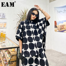 Load image into Gallery viewer, [EAM] Women Black Dot Priinted Big Size Blouse New Lapel Long Sleeve Loose Fit Shirt Fashion Tide Spring Summer 2020 1W678
