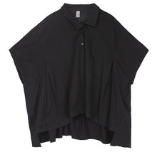 Load image into Gallery viewer, [EAM] Women Black Split Irregular Big Size Blouse New Lapel Half Sleeve Loose Fit Shirt Fashion Tide Spring Summer 2020 1U732
