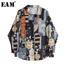 Load image into Gallery viewer, [EAM] Women Pattern Printed Big Size Temperament Blouse New Lapel Long Sleeve Loose Fit Shirt Fashion Spring Summer 2020 1U978
