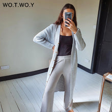 Load image into Gallery viewer, WOTWOY Autumn Winter Basic Long Cardigans Women Casual Single Breasted V-neck Knitting Sweaters Female Button Sweater Lady 2020
