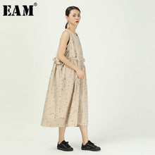 Load image into Gallery viewer, [EAM] Women Black Pattern Printed Ruffles Big Szie Dress New Round Neck Sleevelsess Loose Fit Fashion Spring Summer 2020 1W077
