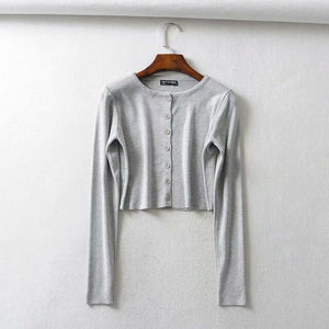 Spring Knitted White Black Cardigan Women Button Up O Neck Korean Button Cute Kwaii Crop Sweater Knitting Top Streetwear