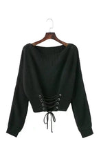 Load image into Gallery viewer, Autumn Winter Lace Up Sweater Women Fashion Knit Sweaters Womens Solid Adjust Waist Bandage Pullover Sweater Top
