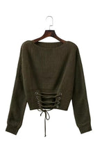 Load image into Gallery viewer, Autumn Winter Lace Up Sweater Women Fashion Knit Sweaters Womens Solid Adjust Waist Bandage Pullover Sweater Top
