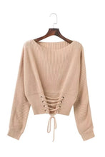 Load image into Gallery viewer, Autumn Winter Lace Up Sweater Women Fashion Knit Sweaters Womens Solid Adjust Waist Bandage Pullover Sweater Top
