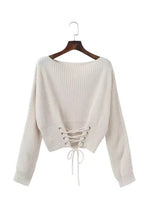 Load image into Gallery viewer, Autumn Winter Lace Up Sweater Women Fashion Knit Sweaters Womens Solid Adjust Waist Bandage Pullover Sweater Top
