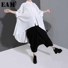 Load image into Gallery viewer, [EAM] Women White Back Long Brief Big Gsize Blouse New Lapel Half Sleeve Loose Fit Shirt Fashion Tide Spring Summer 2020 1W594
