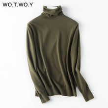 Load image into Gallery viewer, WOTWOY Autumn Winter Slim Turtleneck Sweater Women Basic Bottoming Knitwear Women Knitted Cotton Pullovers Femme Jumper 2020 New
