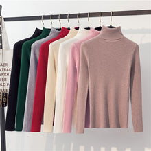 Load image into Gallery viewer, Autumn Winter  Sweater Women Knitted Ribbed Pullover Sweater Long Sleeve Turtleneck Slim Jumper Soft Pull Femme
