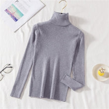 Load image into Gallery viewer, Autumn Winter  Sweater Women Knitted Ribbed Pullover Sweater Long Sleeve Turtleneck Slim Jumper Soft Pull Femme
