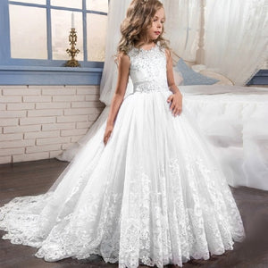 Girls Dress Party Dress For Girl First Communion Formal Long Lace Princess Ball Gowns Flower Girl Dress Elegant Banquet Dresses