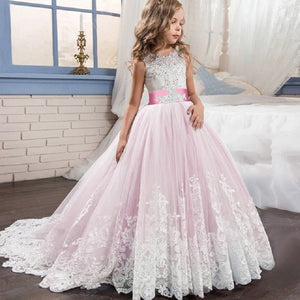 Girls Dress Party Dress For Girl First Communion Formal Long Lace Princess Ball Gowns Flower Girl Dress Elegant Banquet Dresses