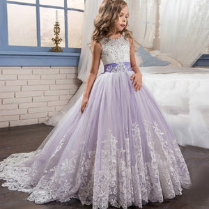 Girls Dress Party Dress For Girl First Communion Formal Long Lace Princess Ball Gowns Flower Girl Dress Elegant Banquet Dresses