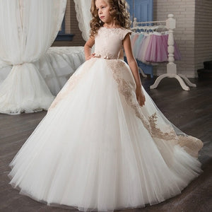 Girls Dress Party Dress For Girl First Communion Formal Long Lace Princess Ball Gowns Flower Girl Dress Elegant Banquet Dresses