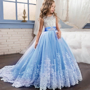 Girls Dress Party Dress For Girl First Communion Formal Long Lace Princess Ball Gowns Flower Girl Dress Elegant Banquet Dresses