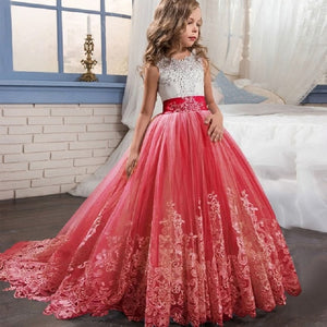 Girls Dress Party Dress For Girl First Communion Formal Long Lace Princess Ball Gowns Flower Girl Dress Elegant Banquet Dresses