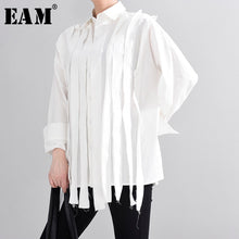 Load image into Gallery viewer, [EAM] Women Black Ribbon Burr Big Size Blouse New Lapel Long Sleeve Loose Fit Shirt Fashion Tide Spring Autumn 2020 1T70100
