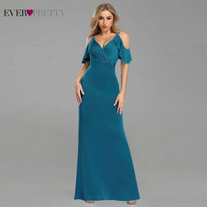 Elegant Burgundy Evening Dresses Ever Pretty EP07482BD Mermaid V-Neck Sleeveless Draped Formal Party Gowns Abiye Gece Elbisesi