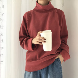 AECU11 Turtleneck sweater autumn winter Knitted Jumper Women's Sweaters Casual Loose Long Sleeve jacket Pullovers female